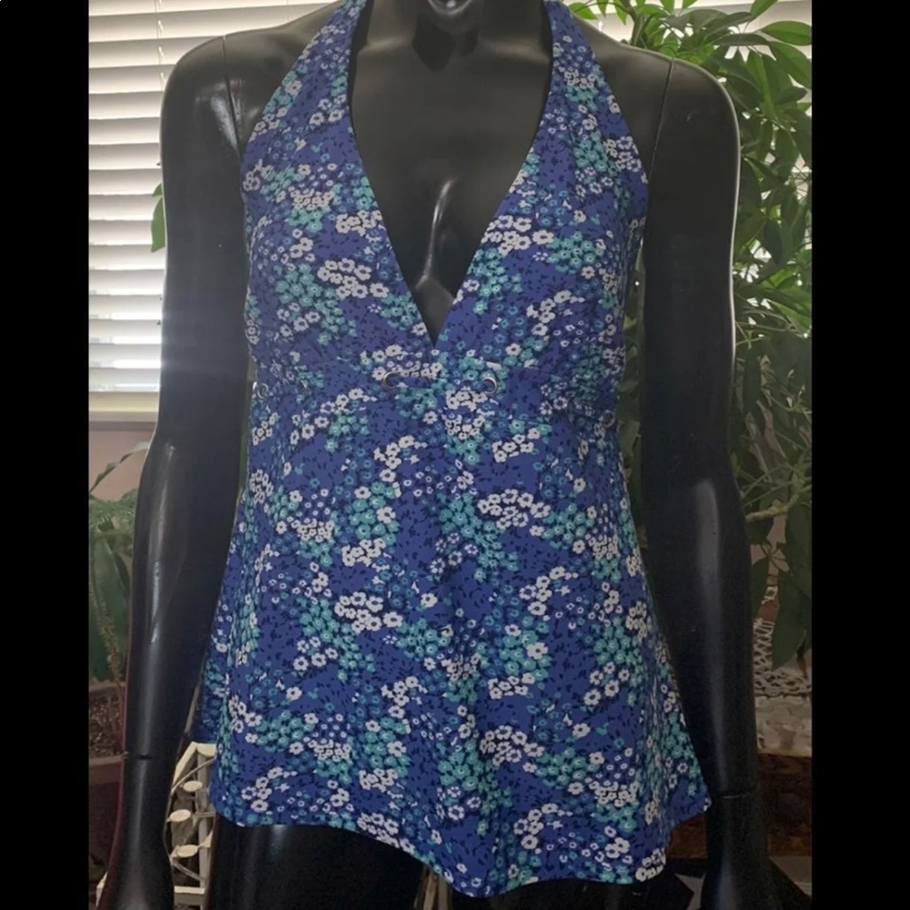 Express Blue Floral Halter Swim Coverup